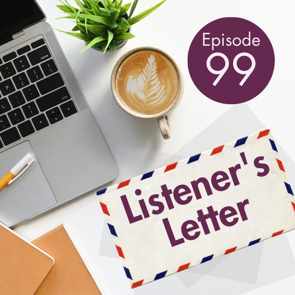An envelope is laid across a desk with a cup of coffee and the words 'listener's letter'.